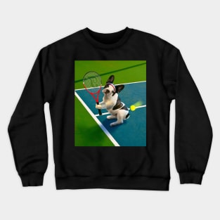 French Bulldog Dog Playing Tennis Crewneck Sweatshirt